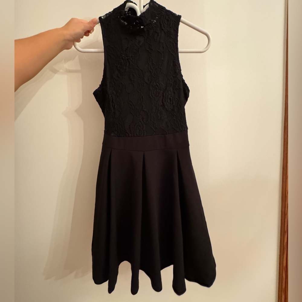 Revamped Black Lace Detail Dress with Built-in Shorts